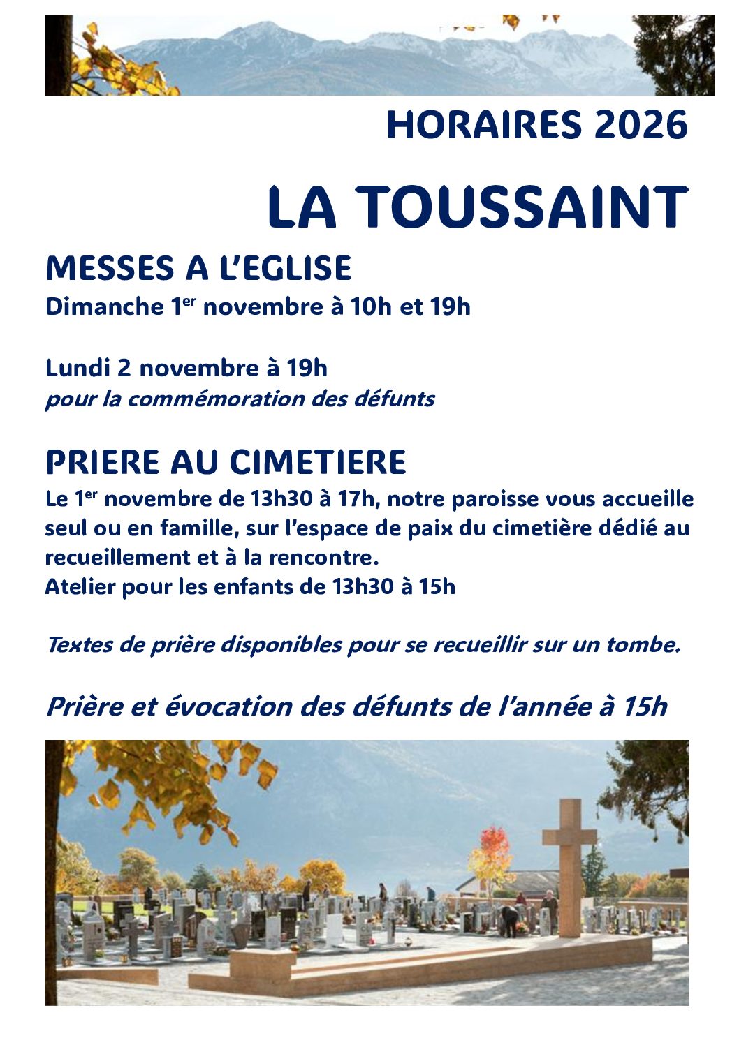 Horaires messes de la Toussaint 2026